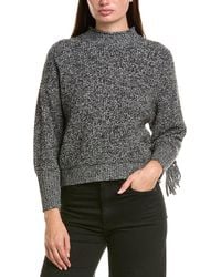 Hannah Rose - Merino Wool Marled Fringe Mock Neck Sweater - Lyst