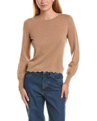 Sofiacashmere - Scallop Trim Crewneck Wool & Cashmere-blend Sweater - Lyst