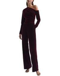 Reiss - Ella Fitted Velvet Jumpsuit - Lyst