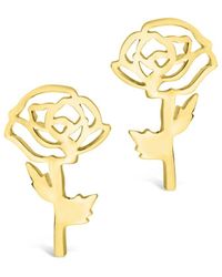 Sterling Forever - 14k Over Silver Birth Flower August Poppy Studs - Lyst