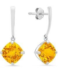MaxColor - 14k 3.20 Ct. Tw. Citrine Drop Earrings - Lyst
