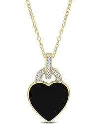 Rina Limor - Gold Over Silver 0.1 Ct. Tw. Diamond Enamel Pendant Necklace - Lyst