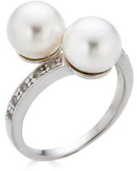 Belpearl - Silver 8mm Pearl Cz Ring - Lyst