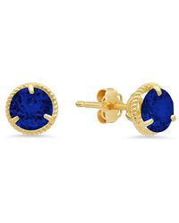 MaxColor - 14k 1.70 Ct. Tw. Lab-grown Blue Sapphire Halo Studs - Lyst