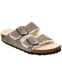 Birkenstock - Arizona Narrow Suede & Shearling Sandal - Lyst