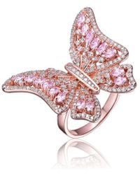 Rachel Glauber - 18k Rose Gold Plated Cz Butterfly Ring - Lyst