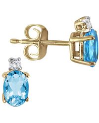 Gemstones - 14k 0.05 Ct. Tw. Diamond & Blue Topaz Earrings - Lyst