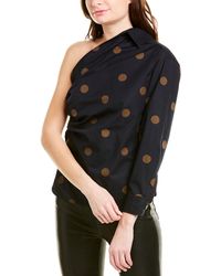 Max Mara One-shoulder Polka-dot Poplin Bodysuit - Blue