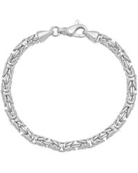 Italian Silver - Italian 4.6Mm Solid Round Byzantine Chain Bracelet - Lyst