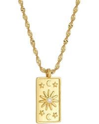 Sphera Milano - 18K Plated Cz Tag Necklace - Lyst
