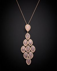 Italian Gold - 18k 34.00 Ct. Tw. Diamond & Pink Quartz Necklace - Lyst