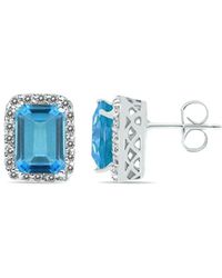 Gemstones - 14k 4.05 Ct. Tw. Diamond & Blue Topaz Earrings - Lyst