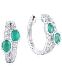 Gregg Ruth - 14K 1.46 Ct. Tw. Diamond & Emerald Huggie Earring - Lyst