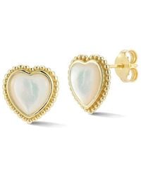 Sphera Milano - 14K Over Pearl Heart Studs - Lyst