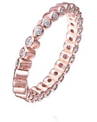 Rachel Glauber 18k Rose Gold Plated Cz Eternity Ring - Pink