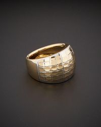 Italian Gold - 14k Italian Two-tone Gold Cigar Band Ring - Lyst