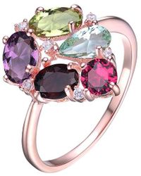 Genevive Jewelry - 18k Rose Gold Vermeil Cz Heart Ring - Lyst