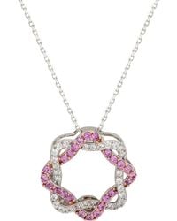 Suzy Levian - Silver 0.02 Ct. Tw. Diamond & Sapphire Circle Pendant - Lyst