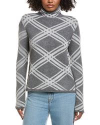 Hannah Rose - Plaid Funnel Neck Wool & Cashmere-Blend Sweater - Lyst
