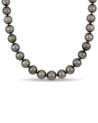 Pearls - 14k 0.06 Ct. Tw. Diamond 10-12.5 Mm Pearl Necklace - Lyst