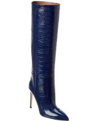 Paris Texas Croc-embossed Leather Knee-high Boot - Blue