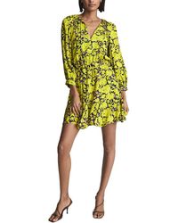 Reiss - Karlie Lime Print Flippy Dress - Lyst