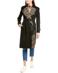 Burberry Leopard-print Lined Gabardine Trench Coat - Black