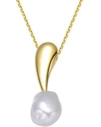Genevive Jewelry - 14k Over Silver Pearl Pendant Necklace - Lyst