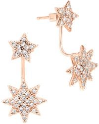 Sterling Forever - 14k Rose Gold Plated Cz Starburst Jacket Earrings - Lyst