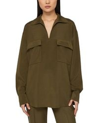 Lafayette 148 New York - Patch Pocket Silk-Blend Popover Shirt - Lyst