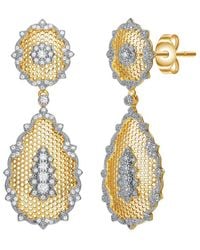 Rachel Glauber - Two-tone Plated Cz Dangle Earrings - Lyst