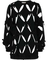 Valentino - Wool Ribbon Cutout Sweater - Lyst