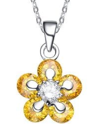 Genevive Jewelry - Silver Cz Pendant - Lyst