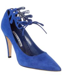 Manolo Blahnik - Florettehi 100 Suede Pump - Lyst