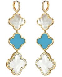 Liv Oliver - 18K Plated 34.20 Ct. Tw. Mother Of Pearl Cz Earrings - Lyst