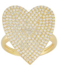 Sphera Milano - 14k Over Silver Cz Pave Heart Ring - Lyst