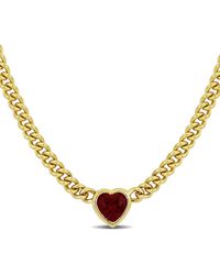 Rina Limor - Silver 2.85 Ct. Tw. Ruby Heart Curb Link Necklace - Lyst