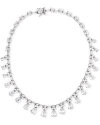 Genevive Jewelry - Silver Cz Evening Necklace - Lyst