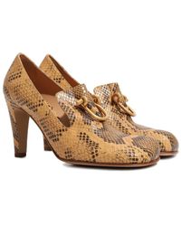 Bottega Veneta - Python-embossed Leather Pumps - Lyst