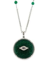 Gemstones - Diamond Select Cuts 0.11 Ct. Tw. Diamond & Agate Evil Eye Necklace - Lyst