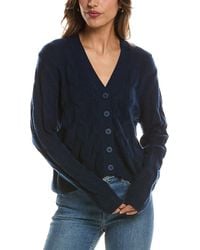 Forte - Cable V-Neck Wool & Cashmere-Blend Cardigan - Lyst