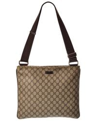 Gucci - Beige GG Supreme Canvas Monogram Medium Flat Messenger Bag (authentic Pre-loved) - Lyst