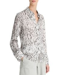 Vince - Abstract Onyx Slim Fit Satin Silk Shirt - Lyst