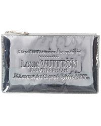 Louis Vuitton Silver Miroir Leather Pochette Plate Clutch - Metallic