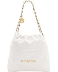 CHANEL - White Shiny Calfskin 22 Medium Shoulder Bag (authentic Pre-loved) - Lyst