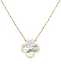 Italian Gold - 14K Pearl Clover Necklace - Lyst