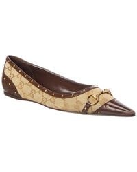 Gucci - Savoy GG Canvas & Leather Ballerina Flat - Lyst