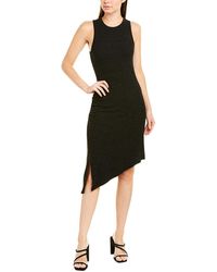 david lerner asymmetrical strap midi dress