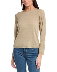 Vince - Dropped-Shoulder Boat Neck Linen-Blend Sweater - Lyst