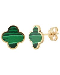 Italian Gold - 14K Malachite Clover Studs - Lyst